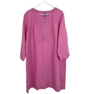 J. Jill Sz S Pink 3/4 Sleeve Pink Linen Dress size 2x